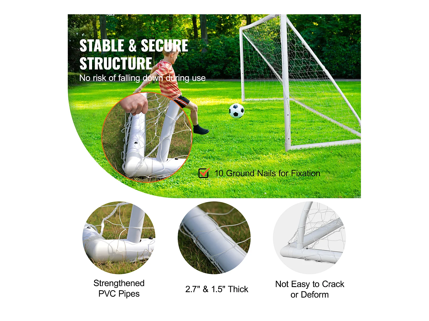But de Football Portable SucceBuy 3.7 x 1.8 m, Filet pour Enfants avec Sac de Transport pour l'Entraînement dans Le Jardin