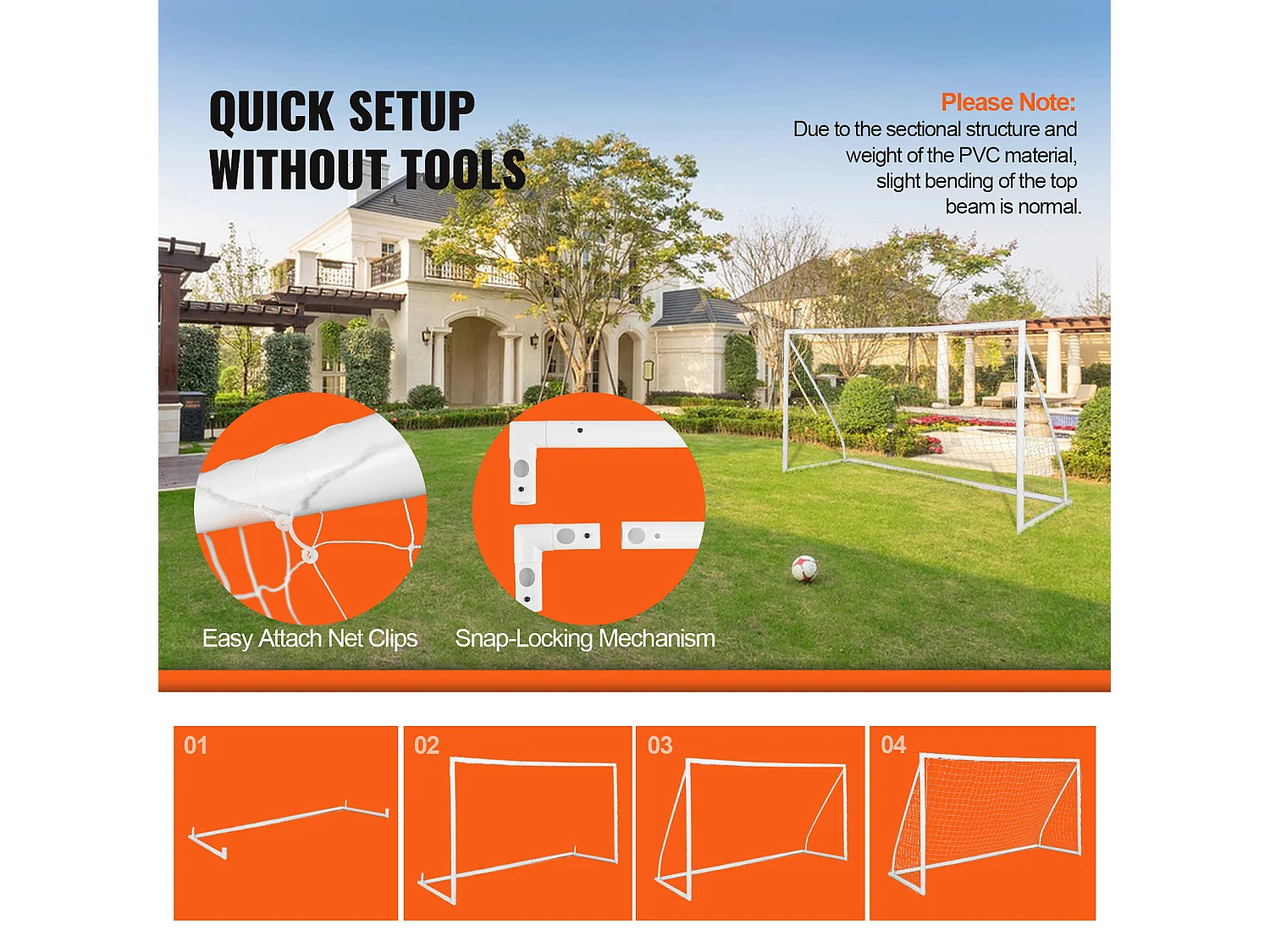 But de Football Portable SucceBuy 3.7 x 1.8 m, Filet pour Enfants avec Sac de Transport pour l'Entraînement dans Le Jardin