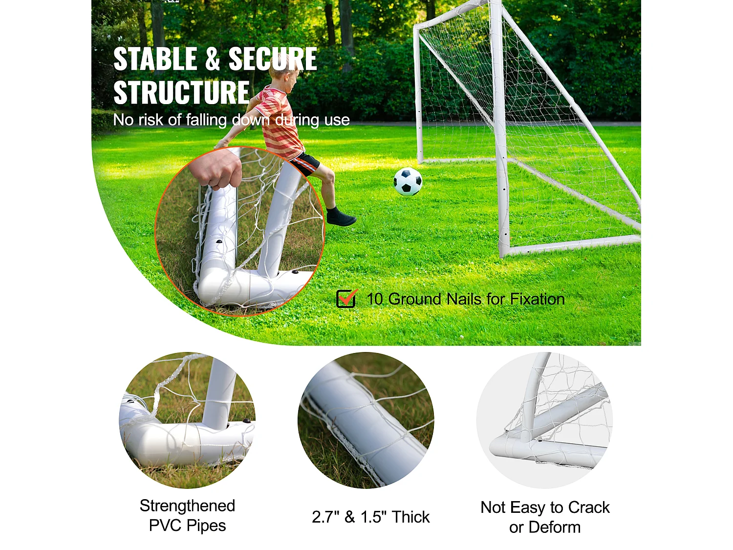 But de Football Portable SucceBuy 3.7 x 1.8 m, Filet pour Enfants avec Sac de Transport pour l'Entraînement dans Le Jardin