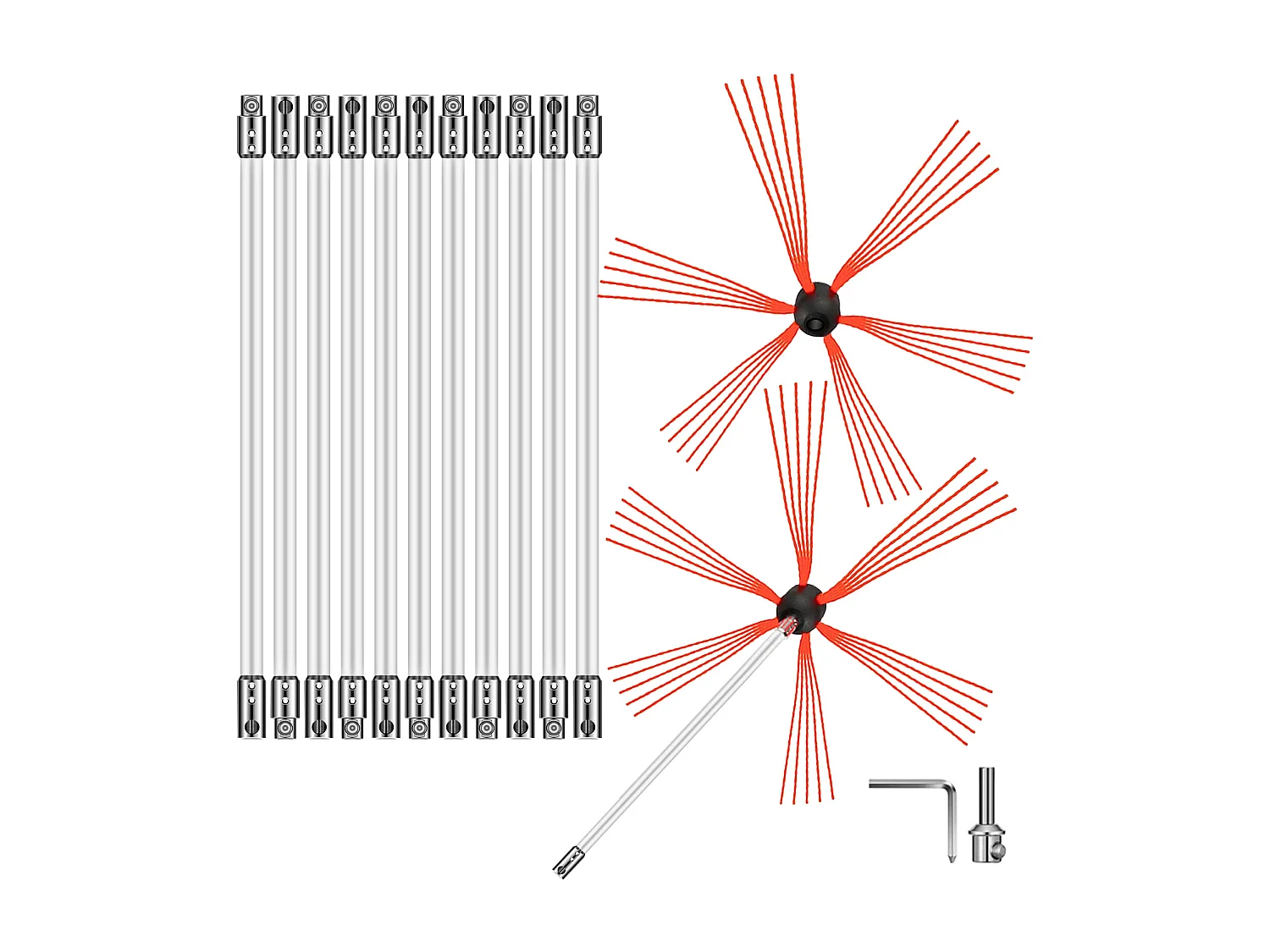 Kit Escobilla de Chimenea SucceBuy, 99 cm, Varillas de Limpieza Flexibles