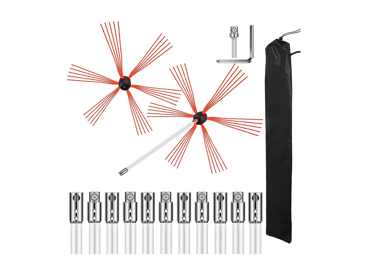 Kit Escobilla de Chimenea SucceBuy, 99 cm, Varillas de Limpieza Flexibles