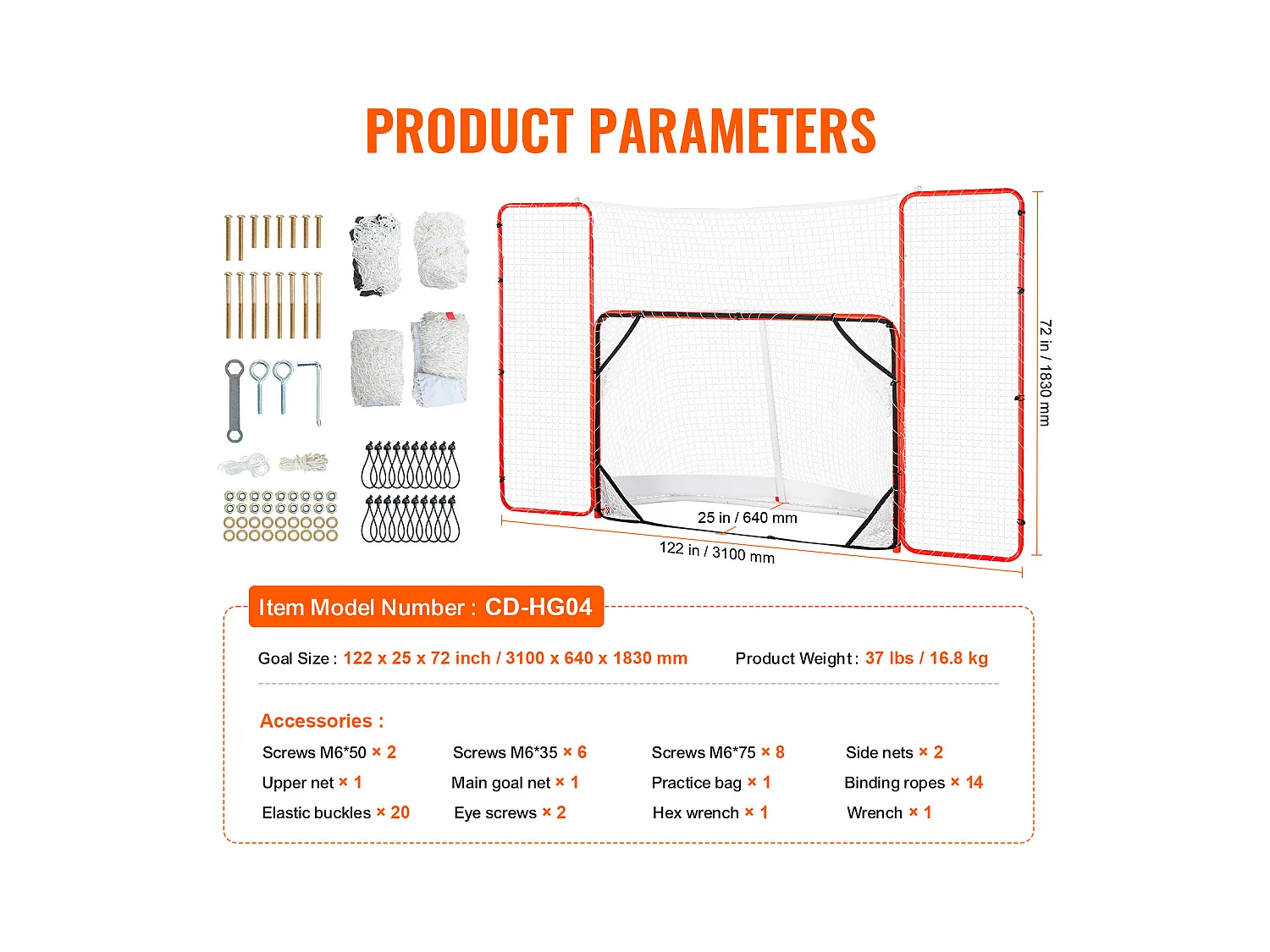 But de Hockey SucceBuy avec Système Anti-Retour et Cibles But de Hockey Extérieur en Acier de Rue de 183 CM
