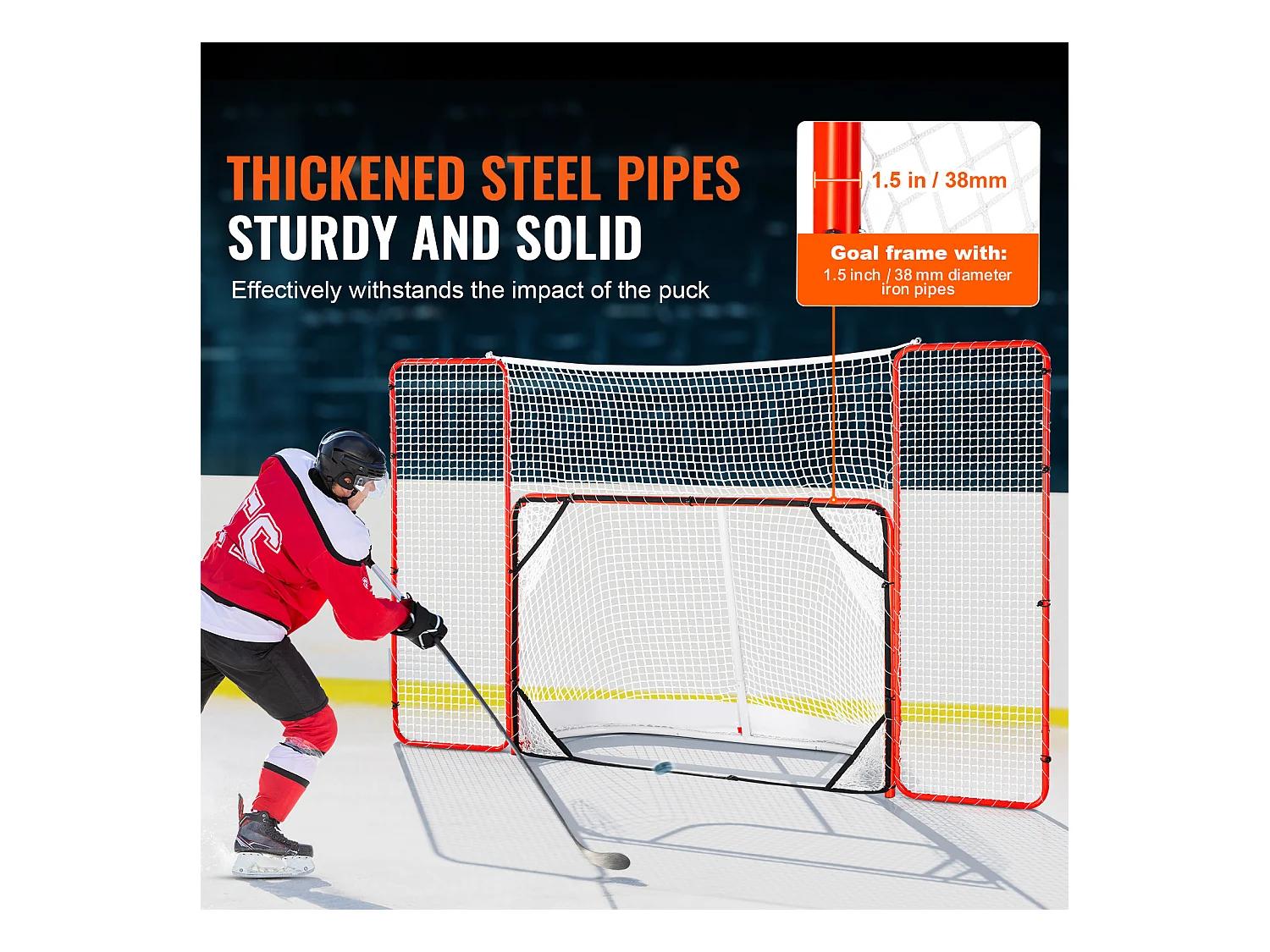 But de Hockey SucceBuy avec Système Anti-Retour et Cibles But de Hockey Extérieur en Acier de Rue de 183 CM