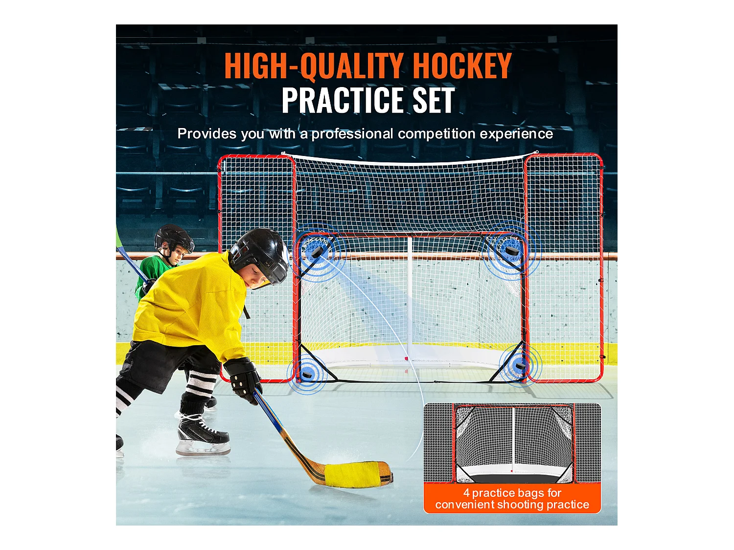But de Hockey SucceBuy avec Système Anti-Retour et Cibles But de Hockey Extérieur en Acier de Rue de 183 CM