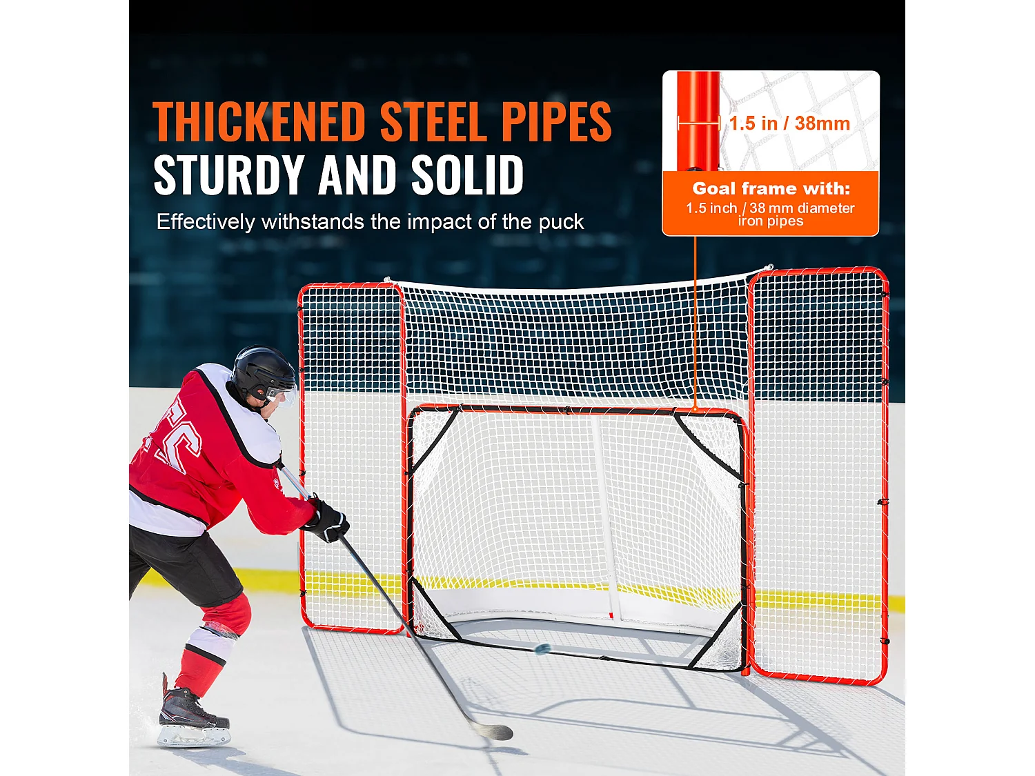 Arco de Hockey SucceBuy con Sistema Anti-Retorno y Metas Arco de Hockey Exterior en Acero Vial de 183 CM