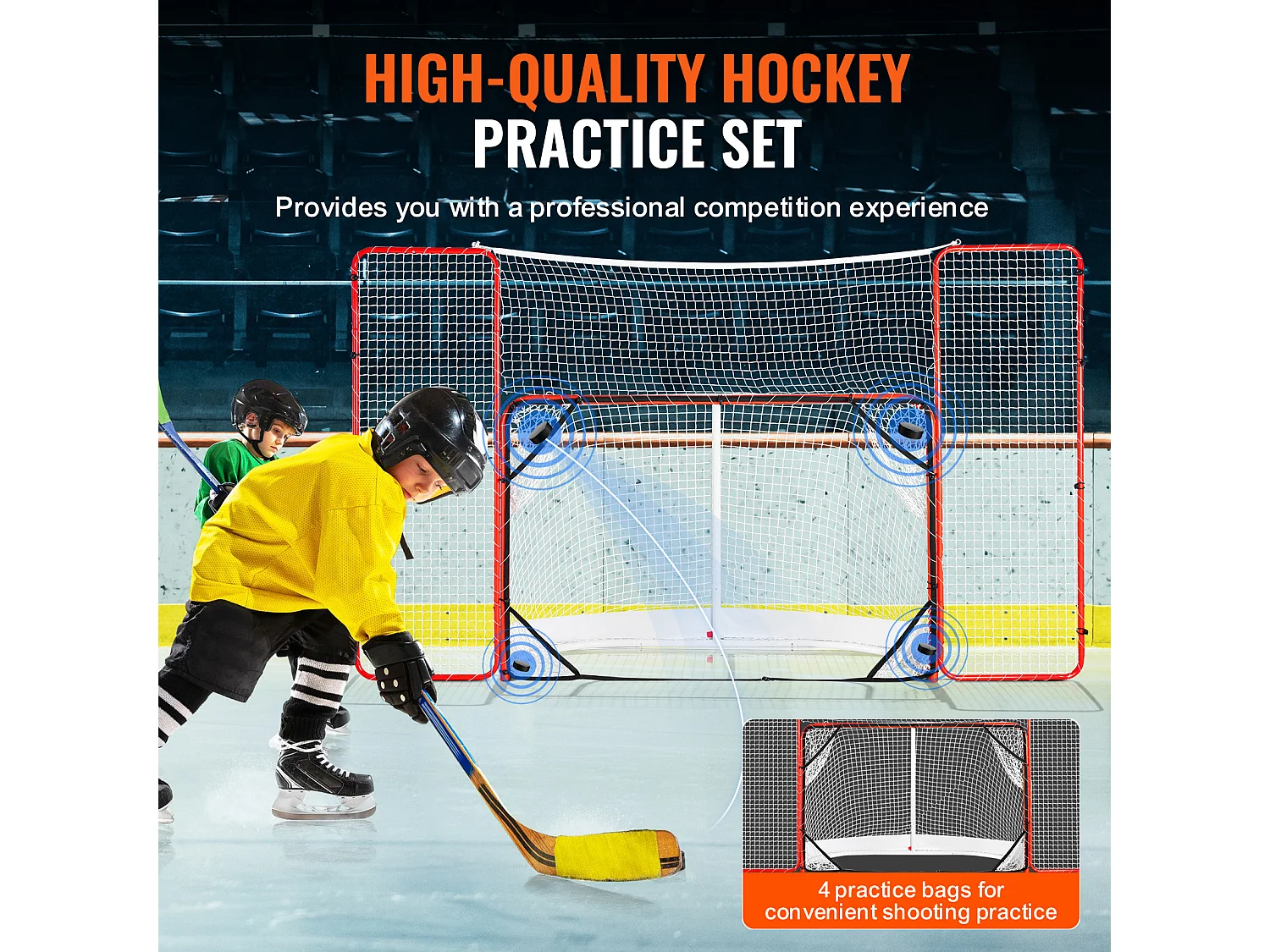 Arco de Hockey SucceBuy con Sistema Anti-Retorno y Metas Arco de Hockey Exterior en Acero Vial de 183 CM