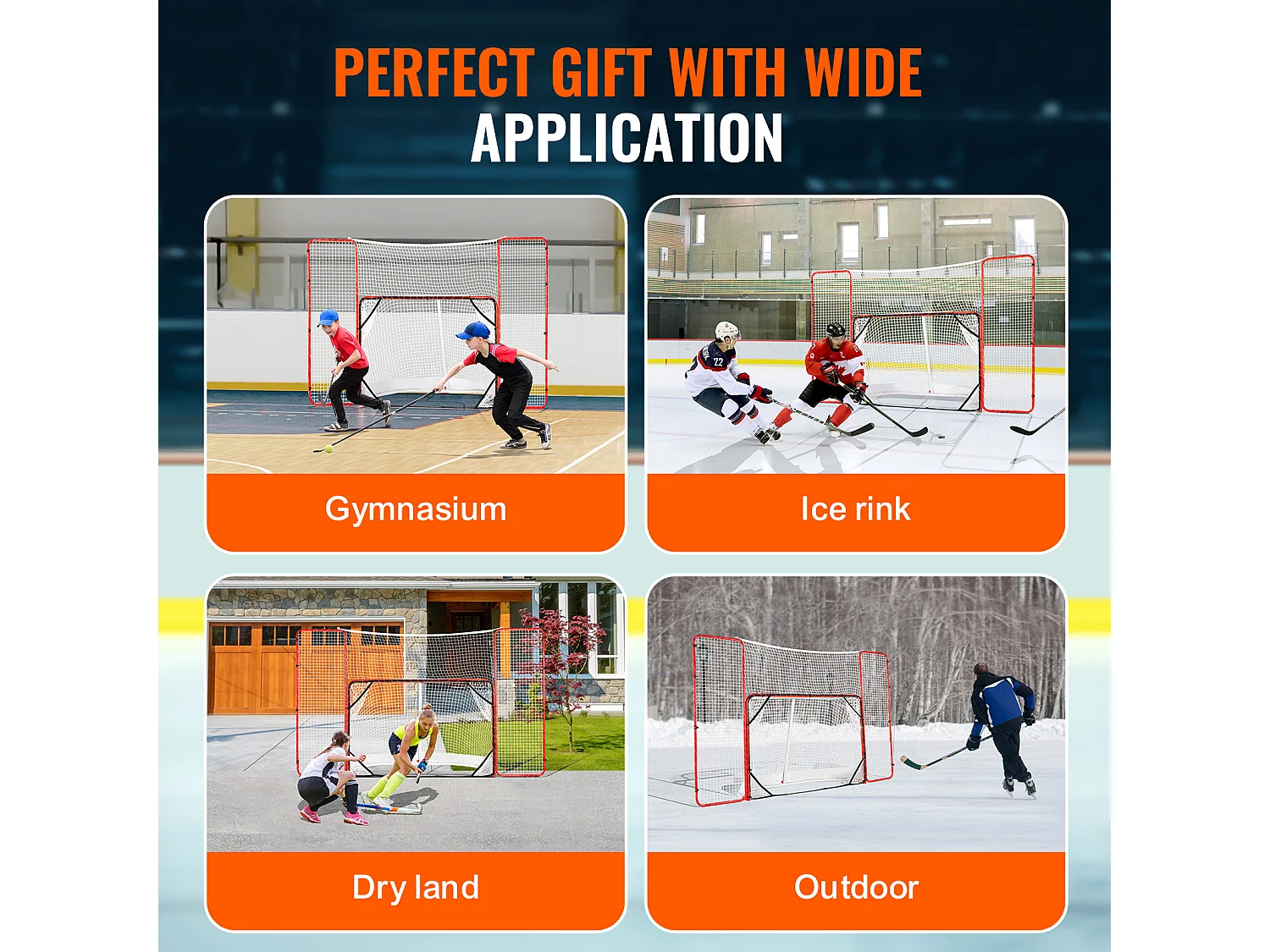 Arco de Hockey SucceBuy con Sistema Anti-Retorno y Metas Arco de Hockey Exterior en Acero Vial de 183 CM