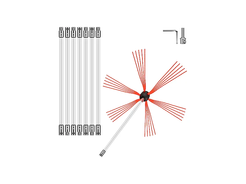 Kaminbürsten-Kit SucceBuy, 66 cm, mit 8 Nylon-Stangen, Biegsame Bürsten