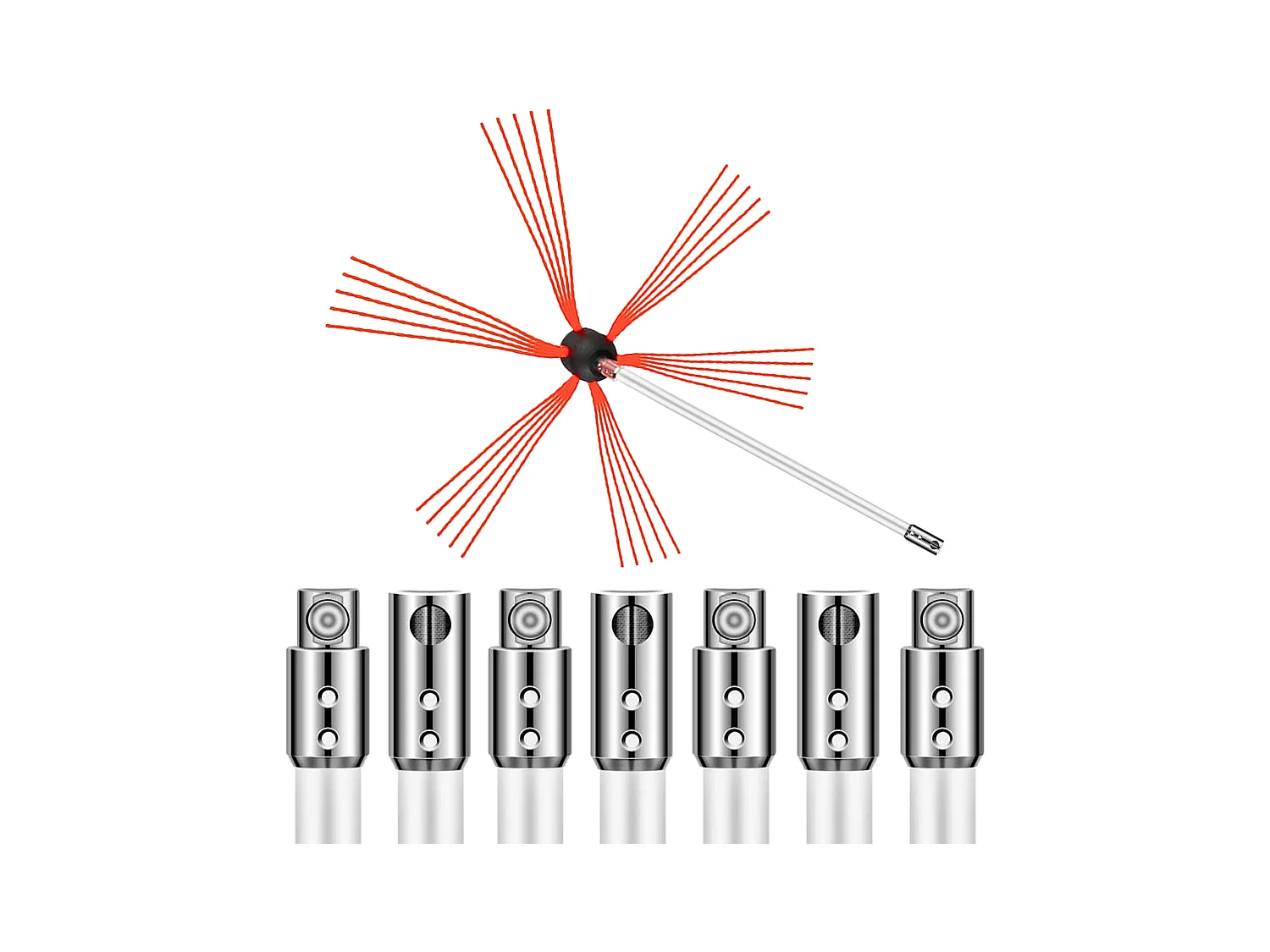 Brosse de Cheminée Kit SucceBuy, 66 cm, avec 8 Tiges en Nylon, Brosse Flexibles