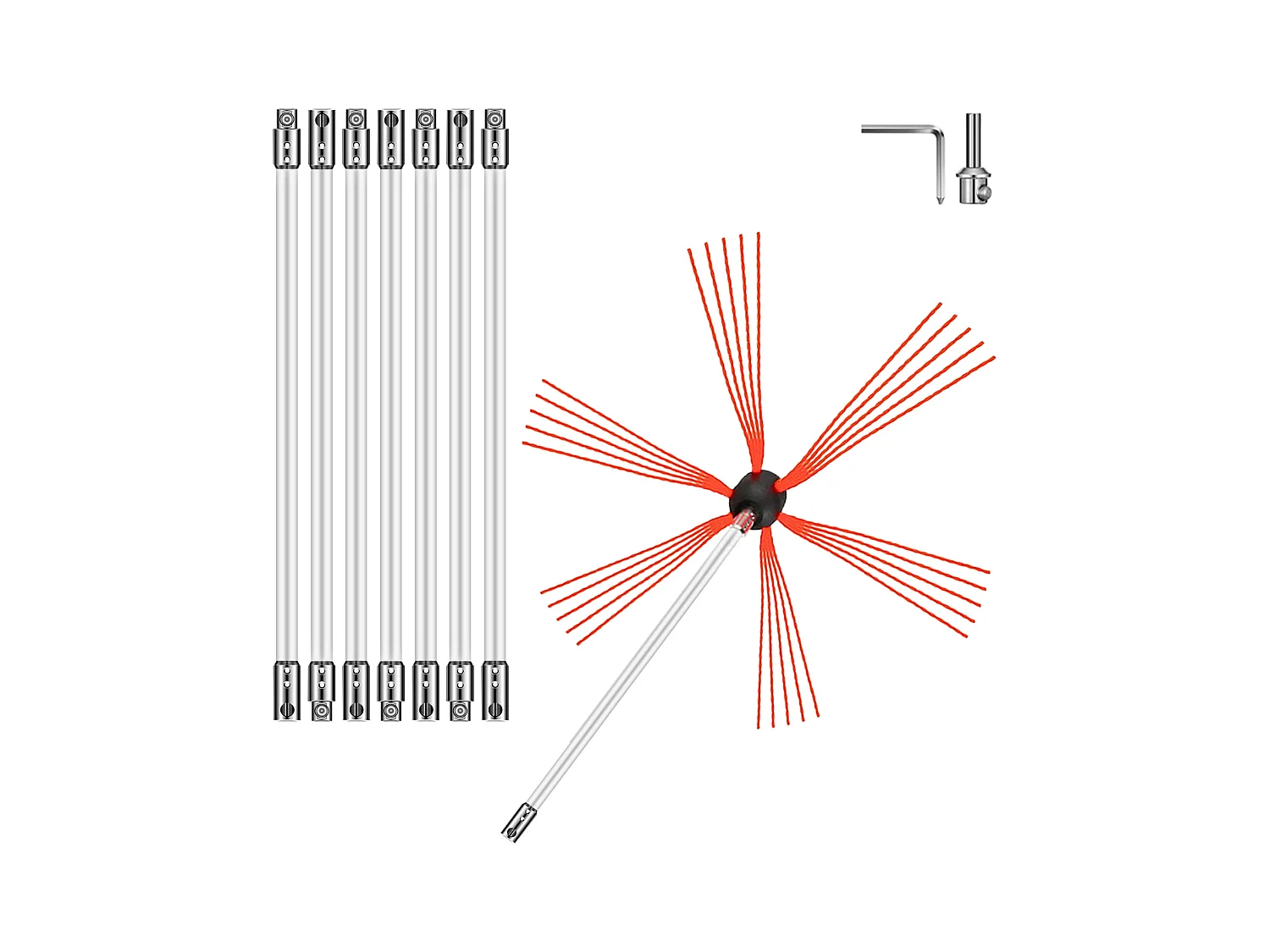 Brosse de Cheminée Kit SucceBuy, 66 cm, avec 8 Tiges en Nylon, Brosse Flexibles