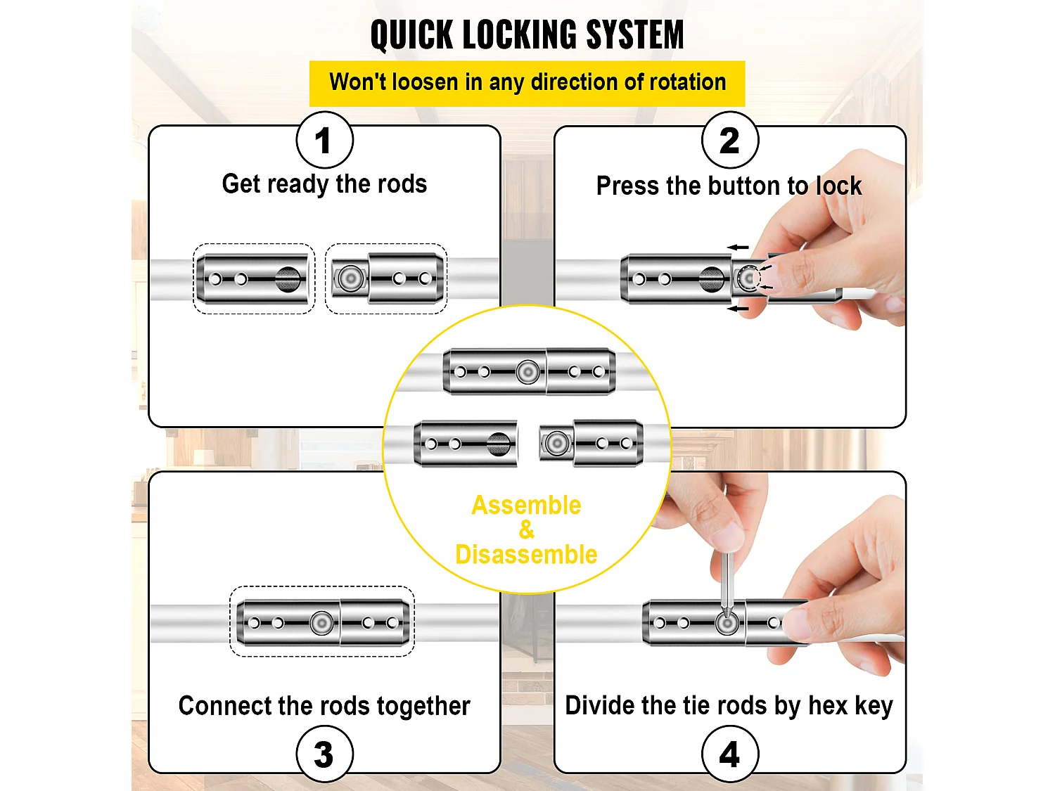 Kit Escobilla de Chimenea SucceBuy, 66 cm, con 8 Varillas de Nylon, Escobillas Flexibles