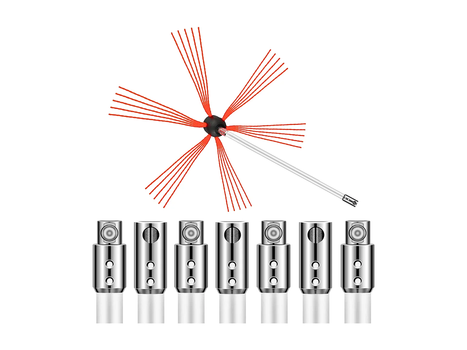 Kit Escobilla de Chimenea SucceBuy, 66 cm, con 8 Varillas de Nylon, Escobillas Flexibles