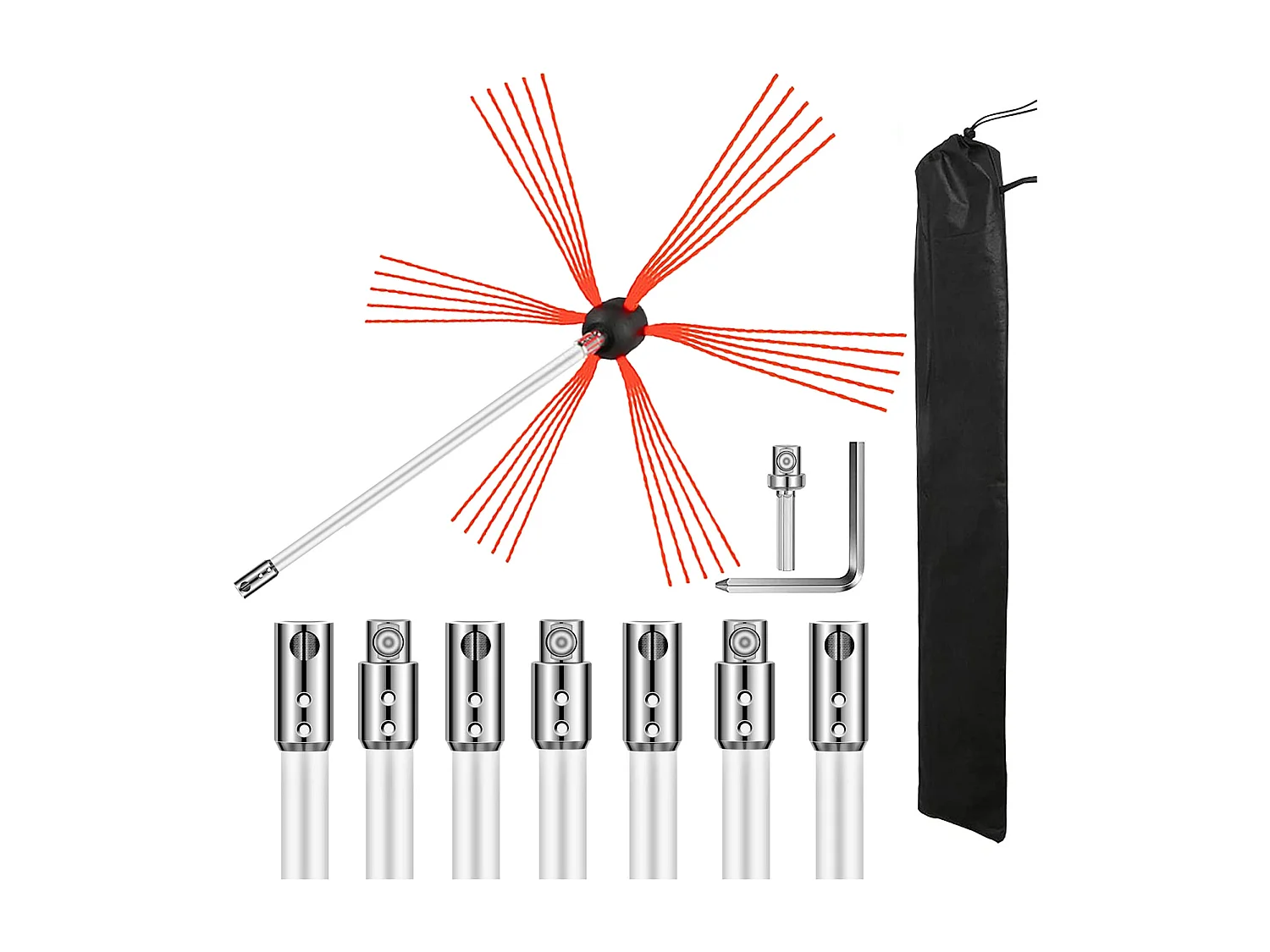 Kit Escobilla de Chimenea SucceBuy, 66 cm, con 8 Varillas de Nylon, Escobillas Flexibles