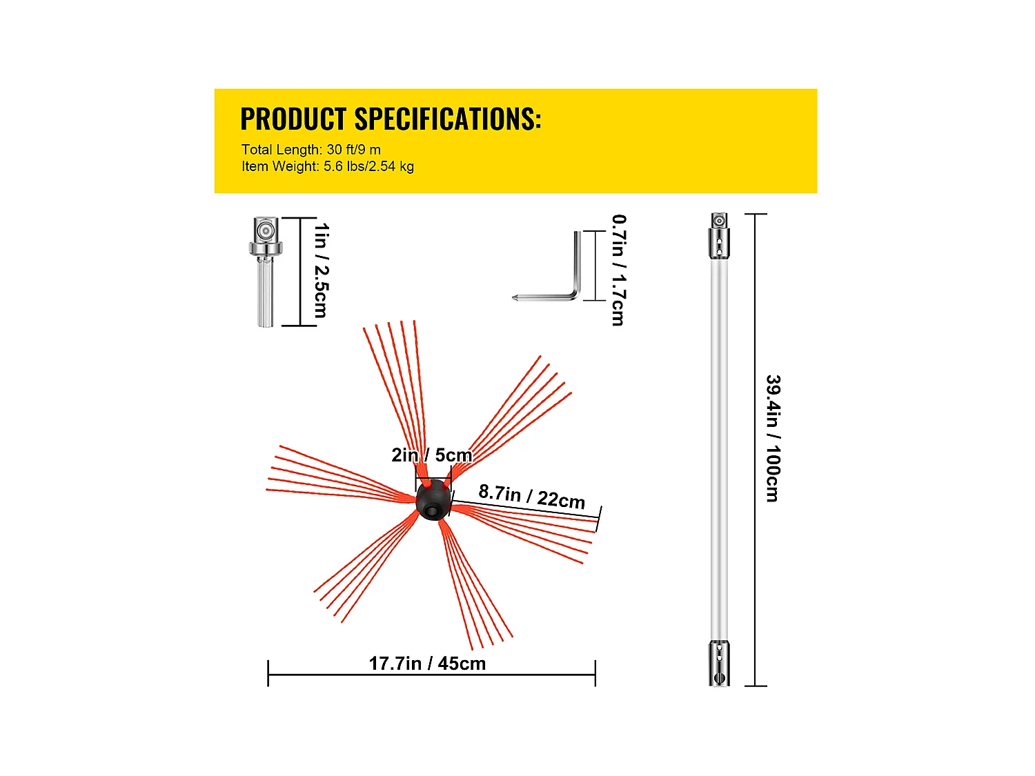 Brosse de Cheminée Kit  SucceBuy, 76 cm, Kit de Nettoyage pour Mangeoire à Suie