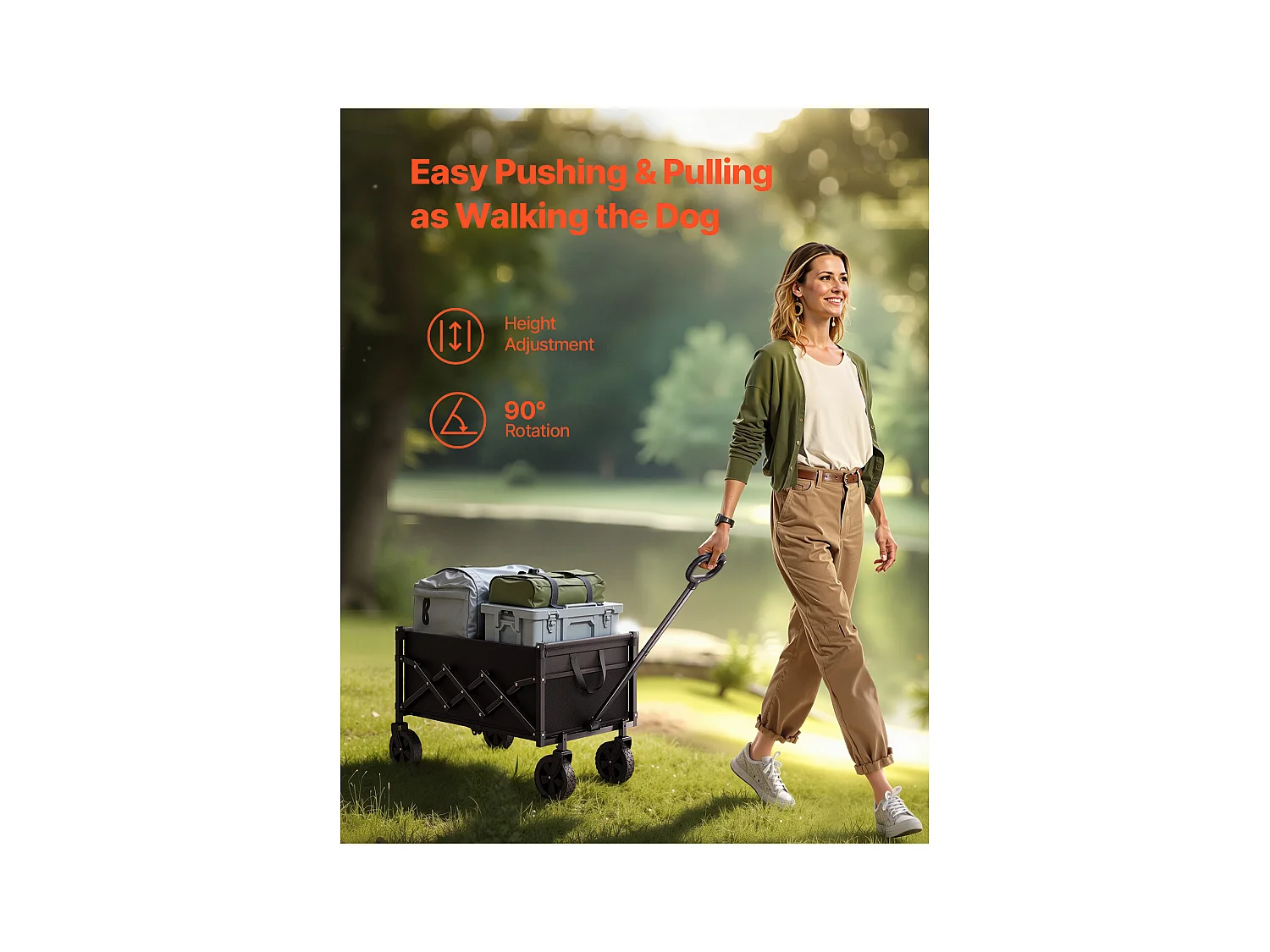 Chariot Pliable SucceBuy Chariot de Jardin Pliable Robuste Extérieur 120 L 102 kg Noir