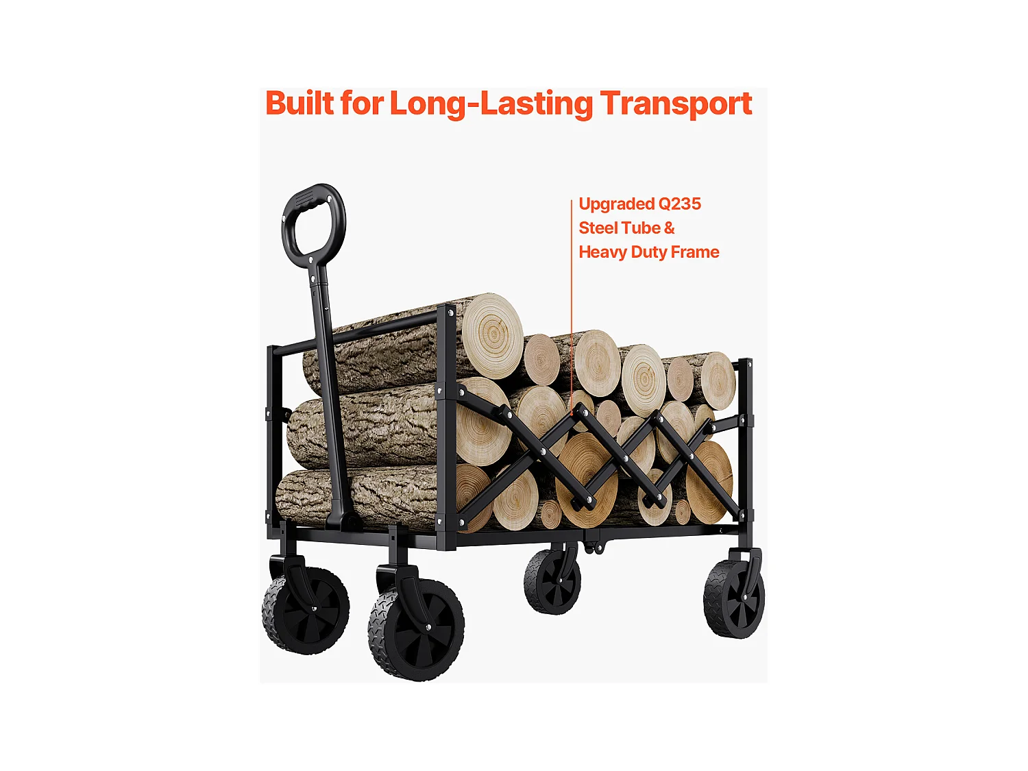 Chariot Pliable SucceBuy Chariot de Jardin Pliable Robuste Extérieur 120 L 102 kg Noir