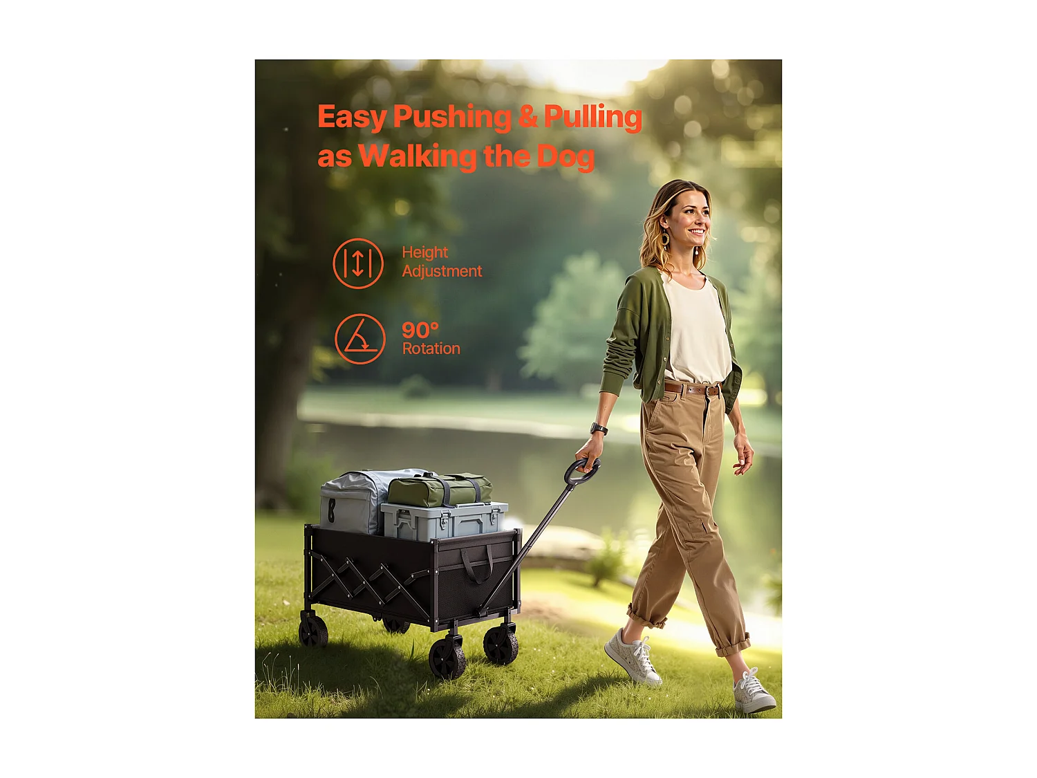 Chariot Pliable SucceBuy Chariot de Jardin Pliable Robuste Extérieur 120 L 102 kg Noir