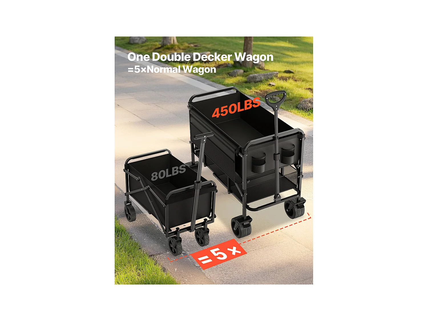 Chariot Pliable SucceBuy Chariot Pliable à Deux Étages - Capacité de 300 L 204.11 kg - Chariot Pliable Robuste et Extensible pour une Utilisation Polyvalente