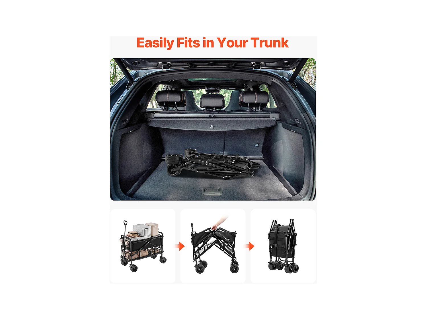 Chariot Pliable SucceBuy Chariot Pliable à Deux Étages - Capacité de 300 L 204.11 kg - Chariot Pliable Robuste et Extensible pour une Utilisation Polyvalente