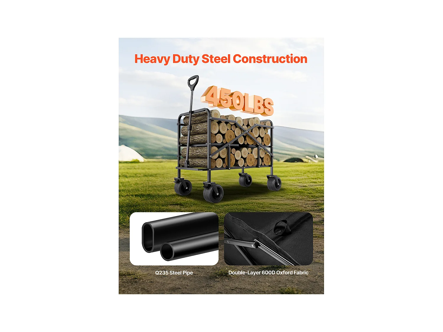 Chariot Pliable SucceBuy Chariot Pliable à Deux Étages - Capacité de 300 L 204.11 kg - Chariot Pliable Robuste et Extensible pour une Utilisation Polyvalente