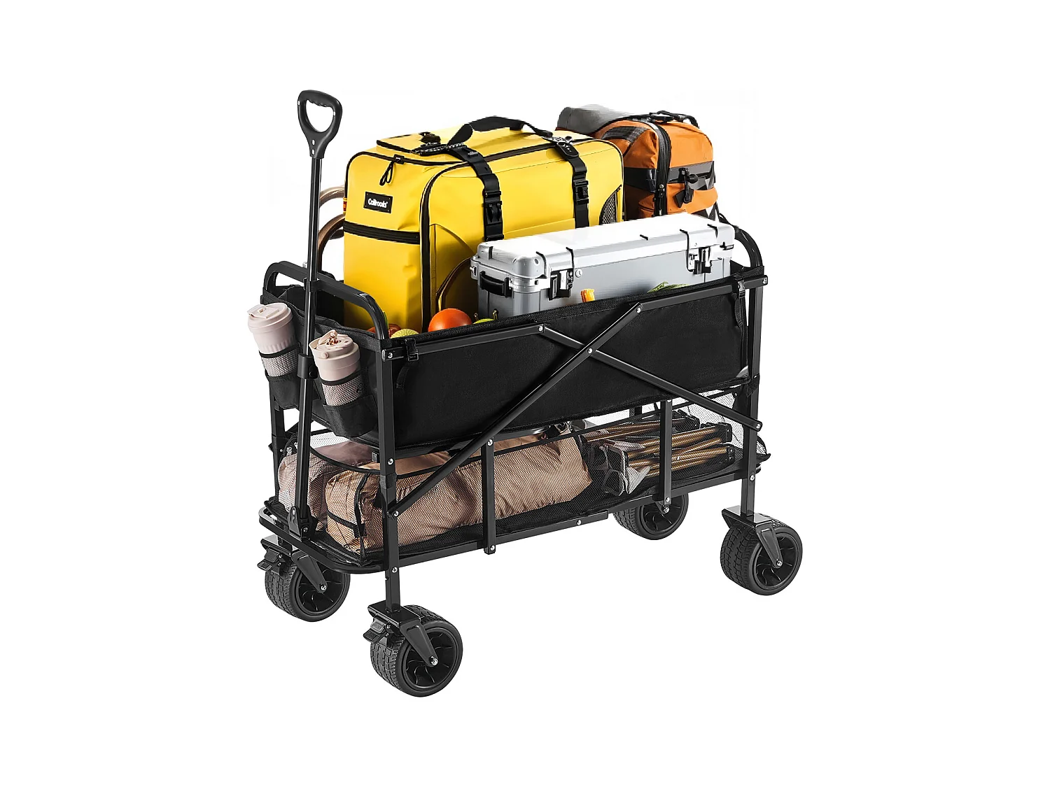 Chariot Pliable SucceBuy Chariot Pliable à Deux Étages - Capacité de 300 L 204.11 kg - Chariot Pliable Robuste et Extensible pour une Utilisation Polyvalente