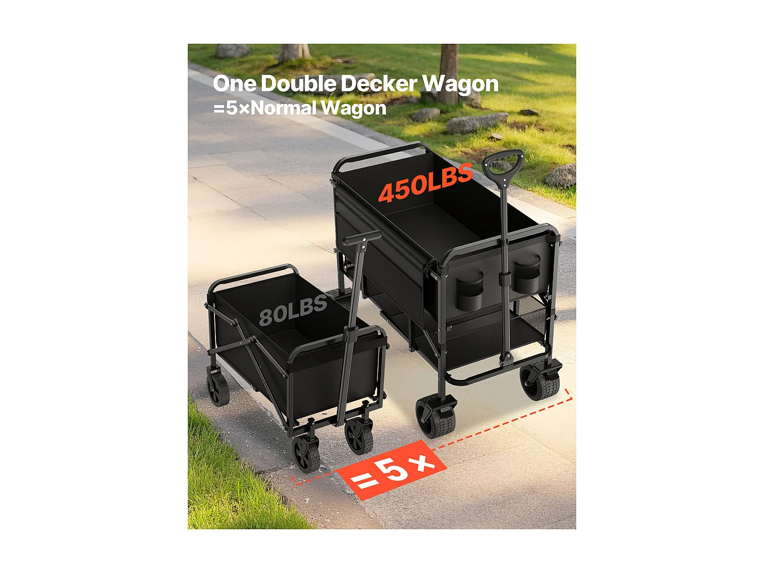 Chariot Pliable SucceBuy Chariot Pliable à Deux Étages - Capacité de 300 L 204.11 kg - Chariot Pliable Robuste et Extensible pour une Utilisation Polyvalente
