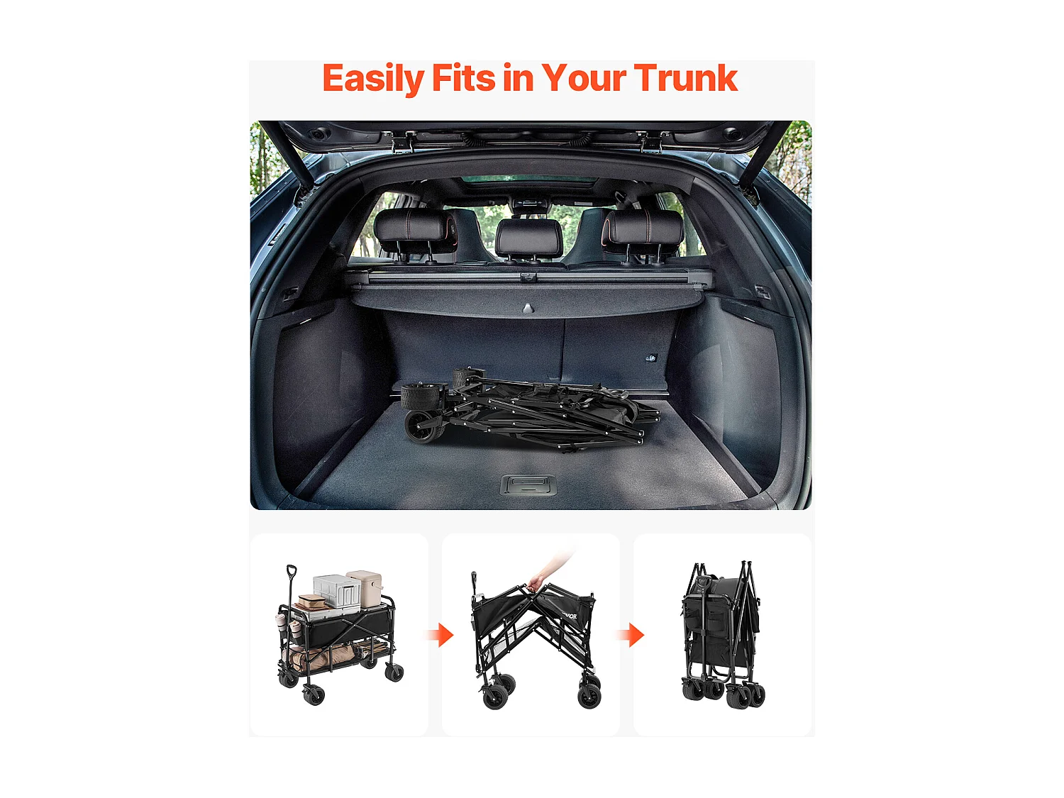 Chariot Pliable SucceBuy Chariot Pliable à Deux Étages - Capacité de 300 L 204.11 kg - Chariot Pliable Robuste et Extensible pour une Utilisation Polyvalente