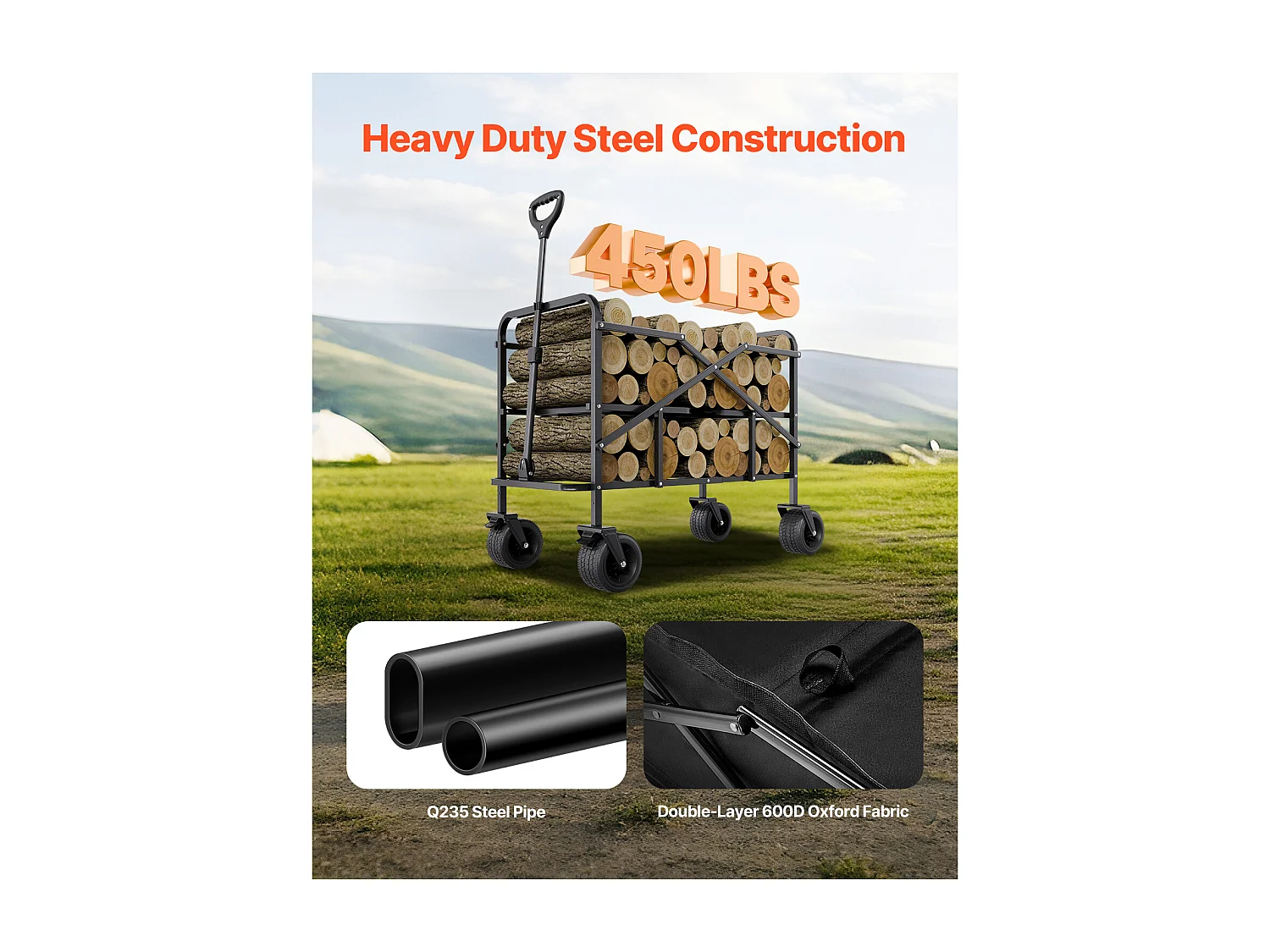 Chariot Pliable SucceBuy Chariot Pliable à Deux Étages - Capacité de 300 L 204.11 kg - Chariot Pliable Robuste et Extensible pour une Utilisation Polyvalente