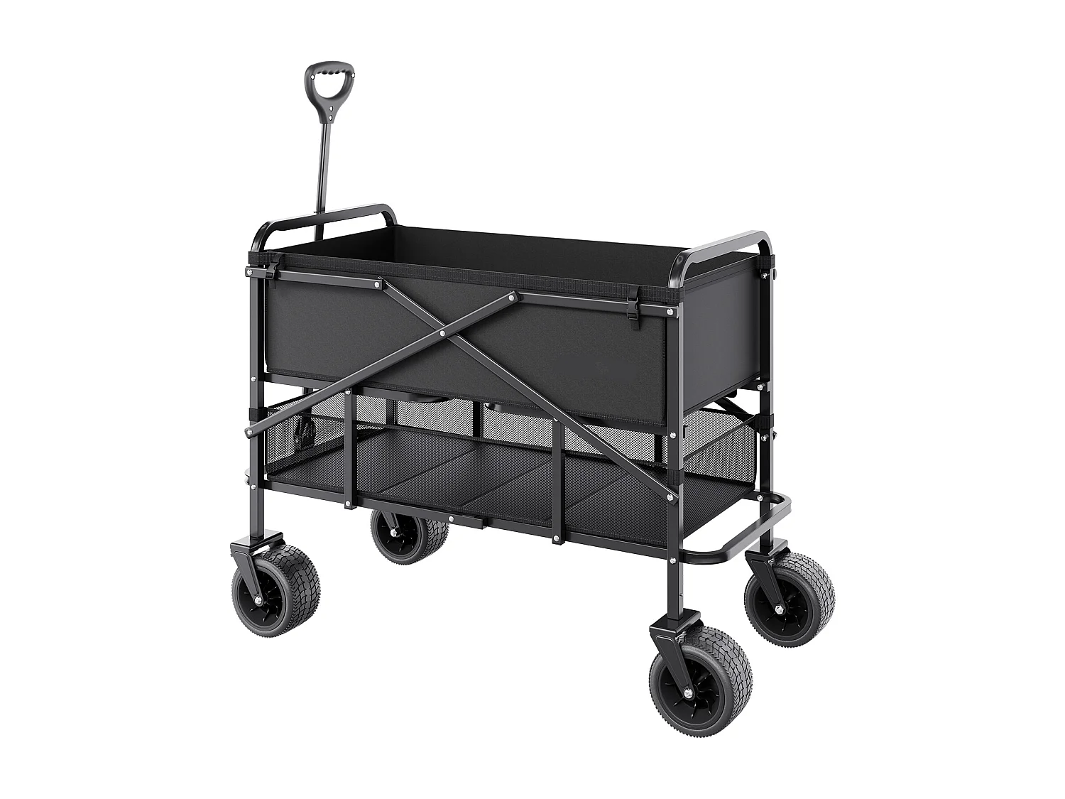 Chariot Pliable SucceBuy Chariot Pliable à Deux Étages - Capacité de 300 L 204.11 kg - Chariot Pliable Robuste et Extensible pour une Utilisation Polyvalente