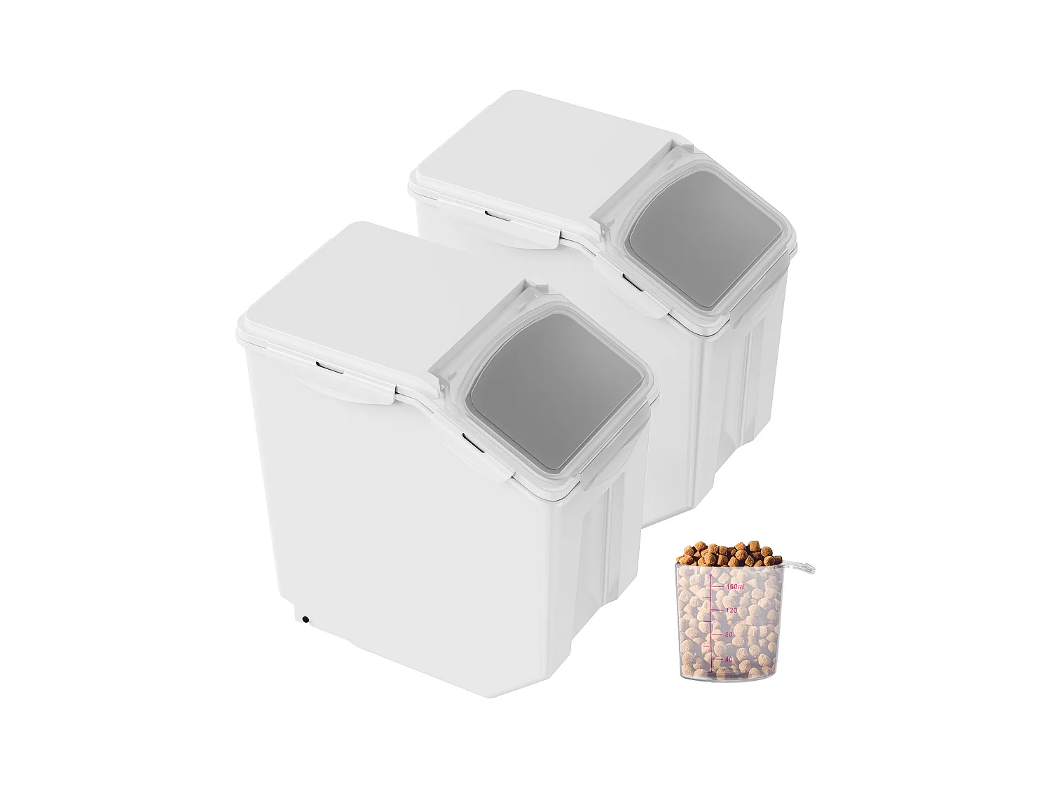 Conteneur SucceBuy Lot de 2 Bacs à Ingrédients Mobiles de 15 L, Conteneur de Stockage à Dessus Incliné, Blanc