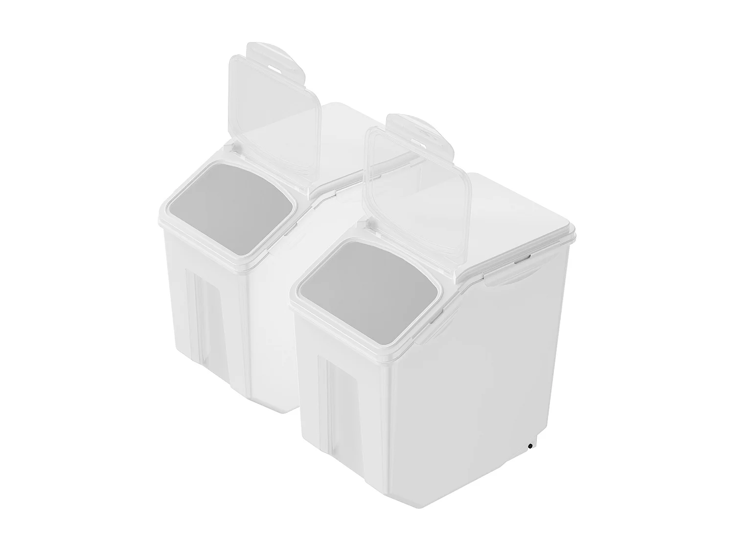 Behälter SucceBuy Set von 2 mobilen Zutatenbehältern von 15 L, Lagerbehältnis mit geneigtem Deckel, Weiß