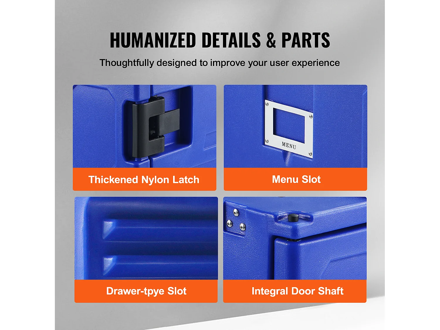 Portavivande Isolato a 90 Litri SucceBuy, Caricamento Frontale con Ruote Blu