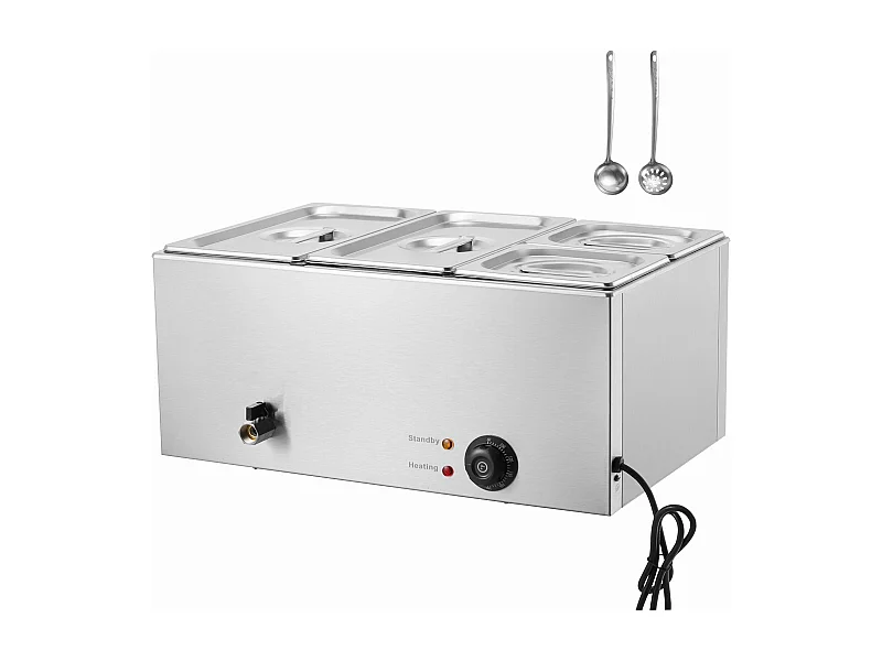 Aquecedor Eléctrico de Pratos SucceBuy para Buffet com 4 Placas Comercial 15.5 L Banho Mariano para Balcão