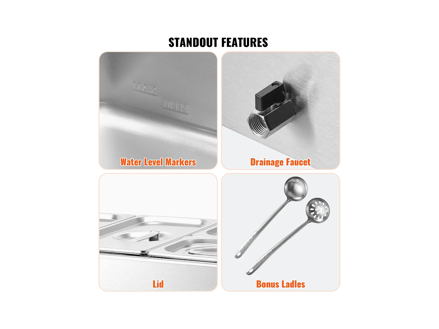 Aquecedor Eléctrico de Pratos SucceBuy para Buffet com 4 Placas Comercial 15.5 L Banho Mariano para Balcão