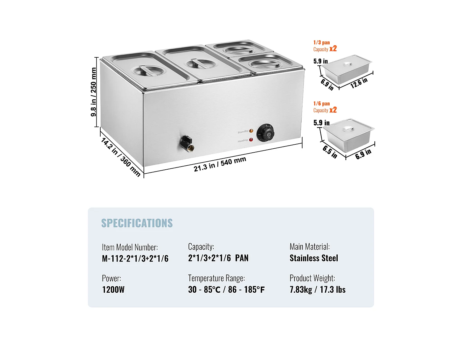 Chauffe-Plats Électrique SucceBuy pour Buffet à 4 Plaques Commercial 15.5 L Bain Marie pour Comptoir
