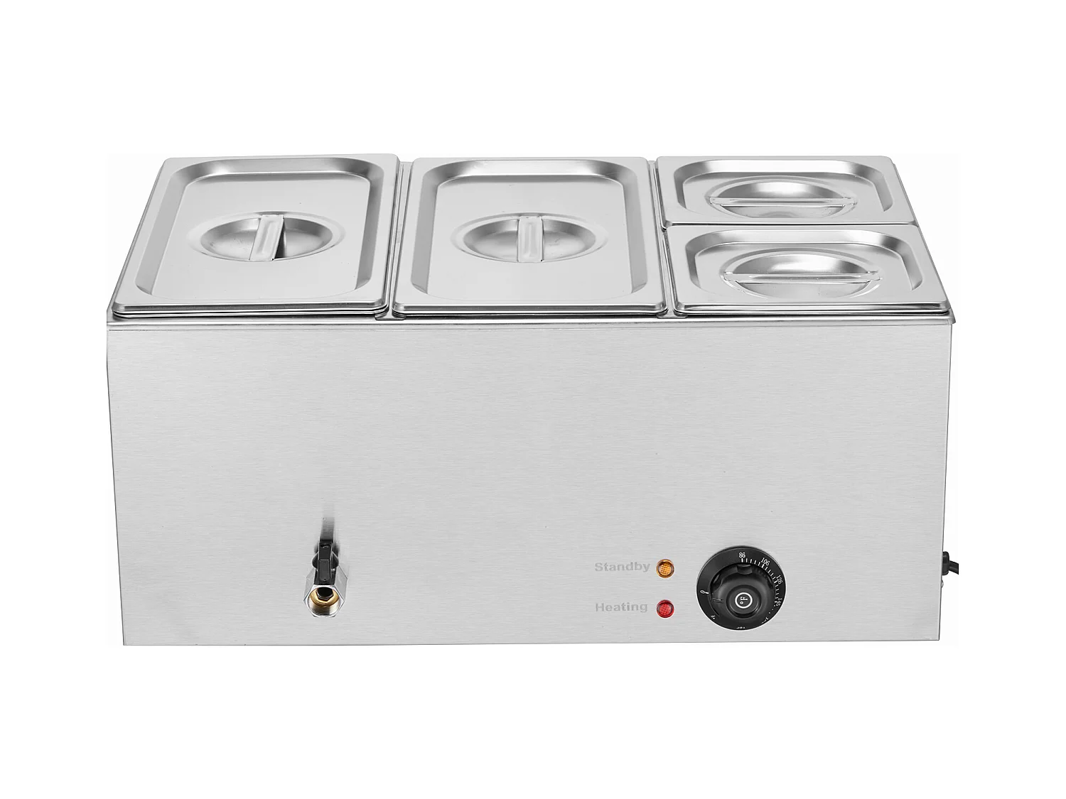 Chauffe-Plats Électrique SucceBuy pour Buffet à 4 Plaques Commercial 15.5 L Bain Marie pour Comptoir