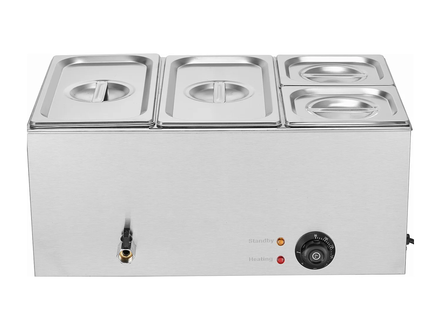 Chauffe-Plats Électrique SucceBuy pour Buffet à 4 Plaques Commercial 15.5 L Bain Marie pour Comptoir
