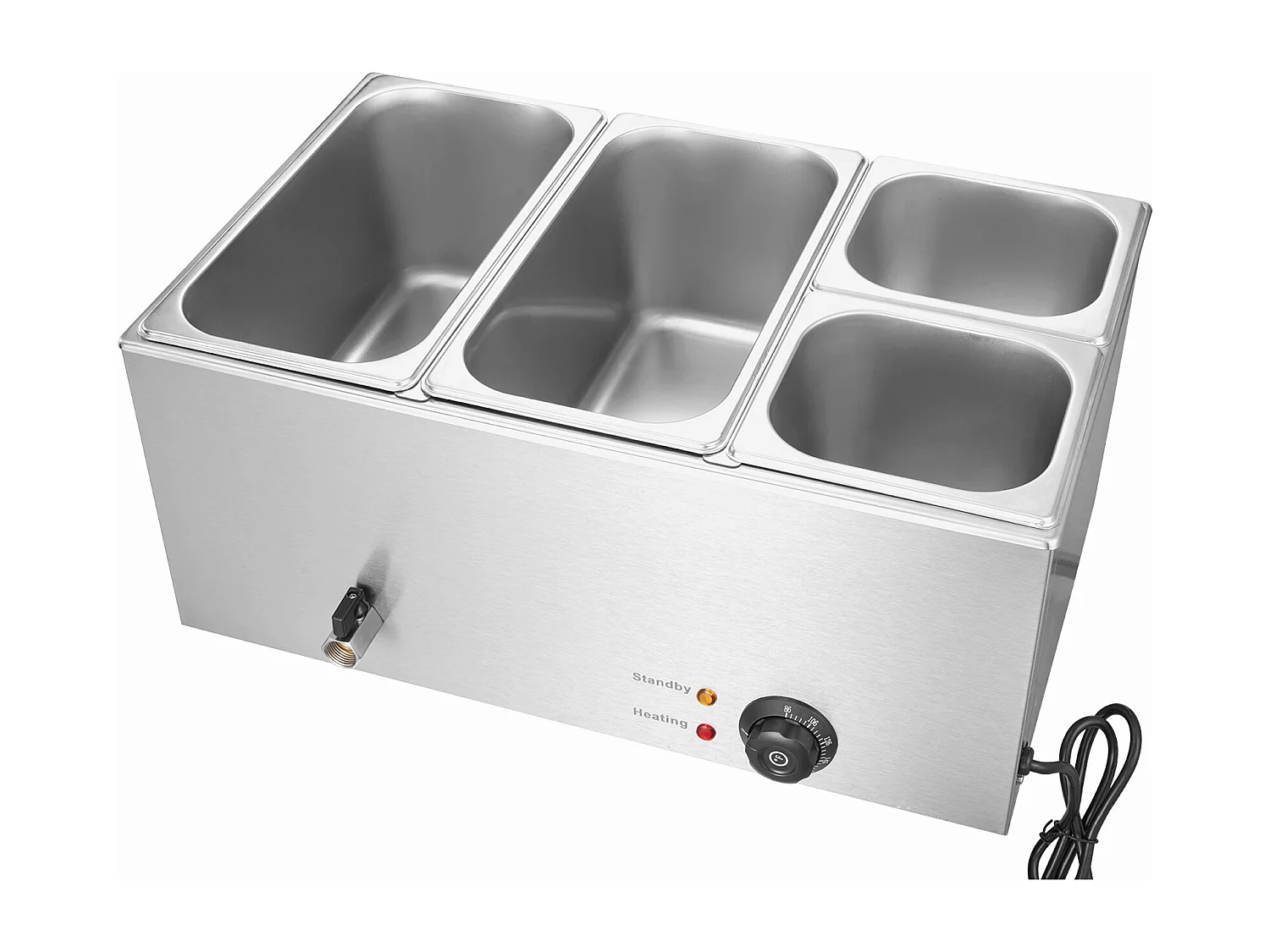 Chauffe-Plats Électrique SucceBuy pour Buffet à 4 Plaques Commercial 15.5 L Bain Marie pour Comptoir
