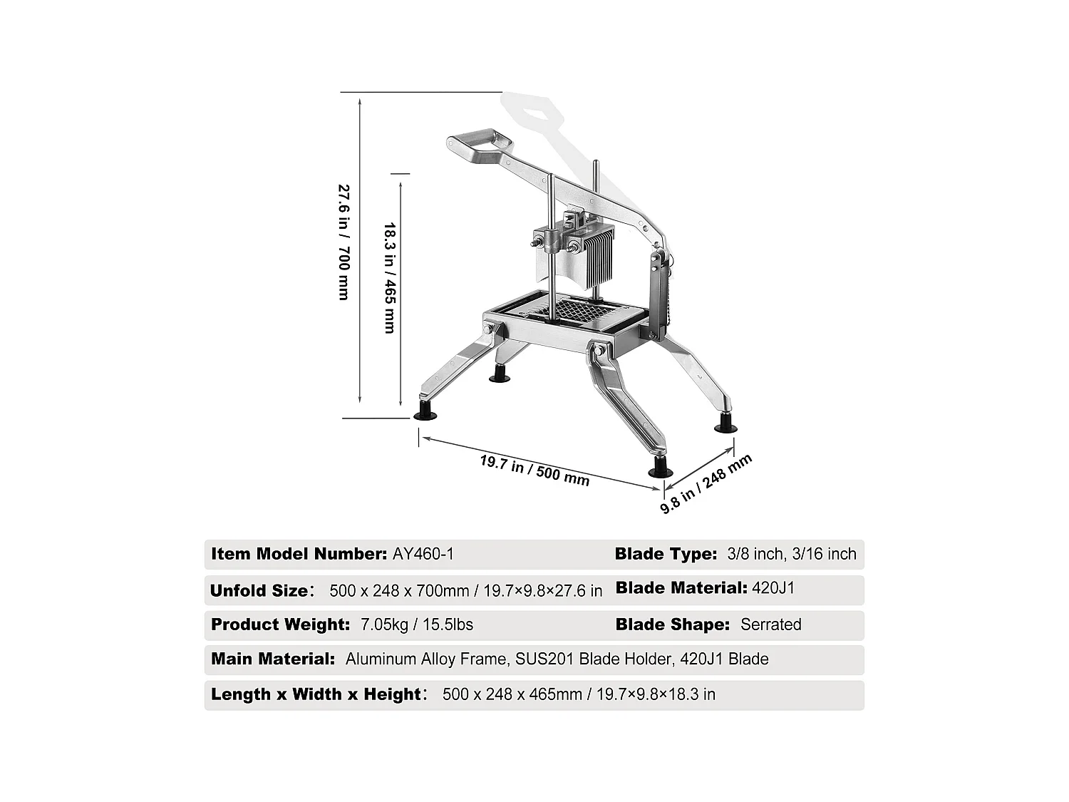 Affettatore Per Pomodori Commerciale SucceBuy 0,96 cm E 0,48 cm Per Pomodori
