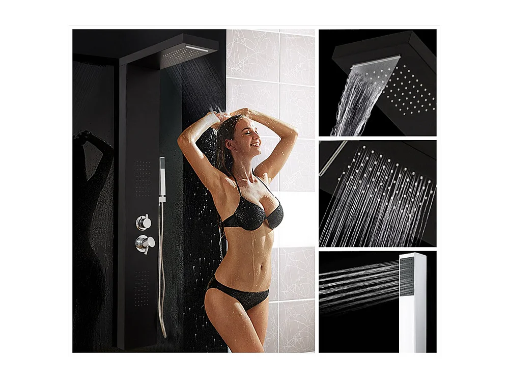 Home Deluxe Panneau de douche CASCATA noir