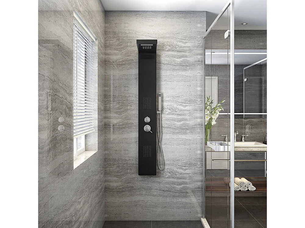 Home Deluxe Panneau de douche CASCATA noir