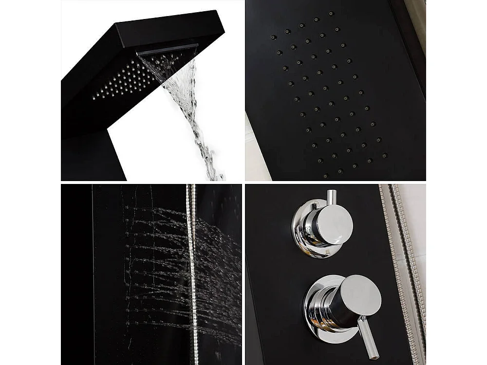 Home Deluxe Panneau de douche CASCATA noir