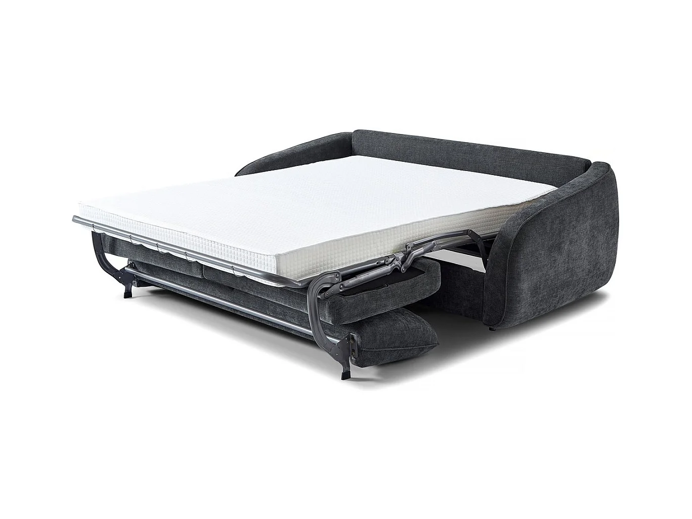 Canapé convertible express en tissu texturé "Laurie" - Couchage 140 cm -  3 places - Gris