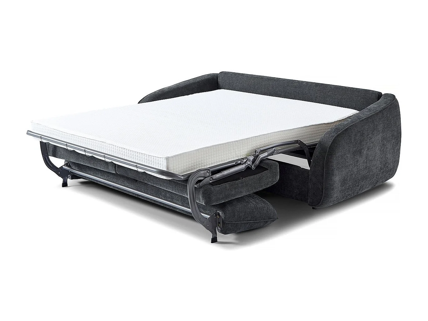 Canapé convertible express en tissu texturé "Laurie" - Couchage 140 cm -  3 places - Gris