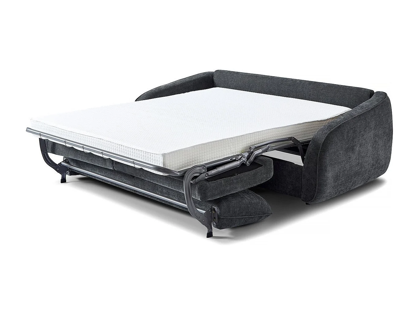 Canapé convertible express en tissu texturé "Laurie" - Couchage 140 cm -  3 places - Gris