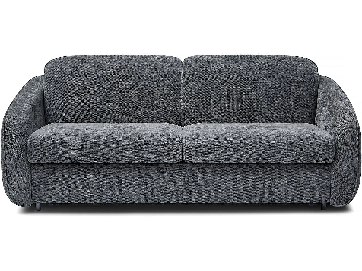 Sofa rozkładana "Laurie" express w tkaninie teksturowanej - łóżko 140 cm - 3 miejsca - szara