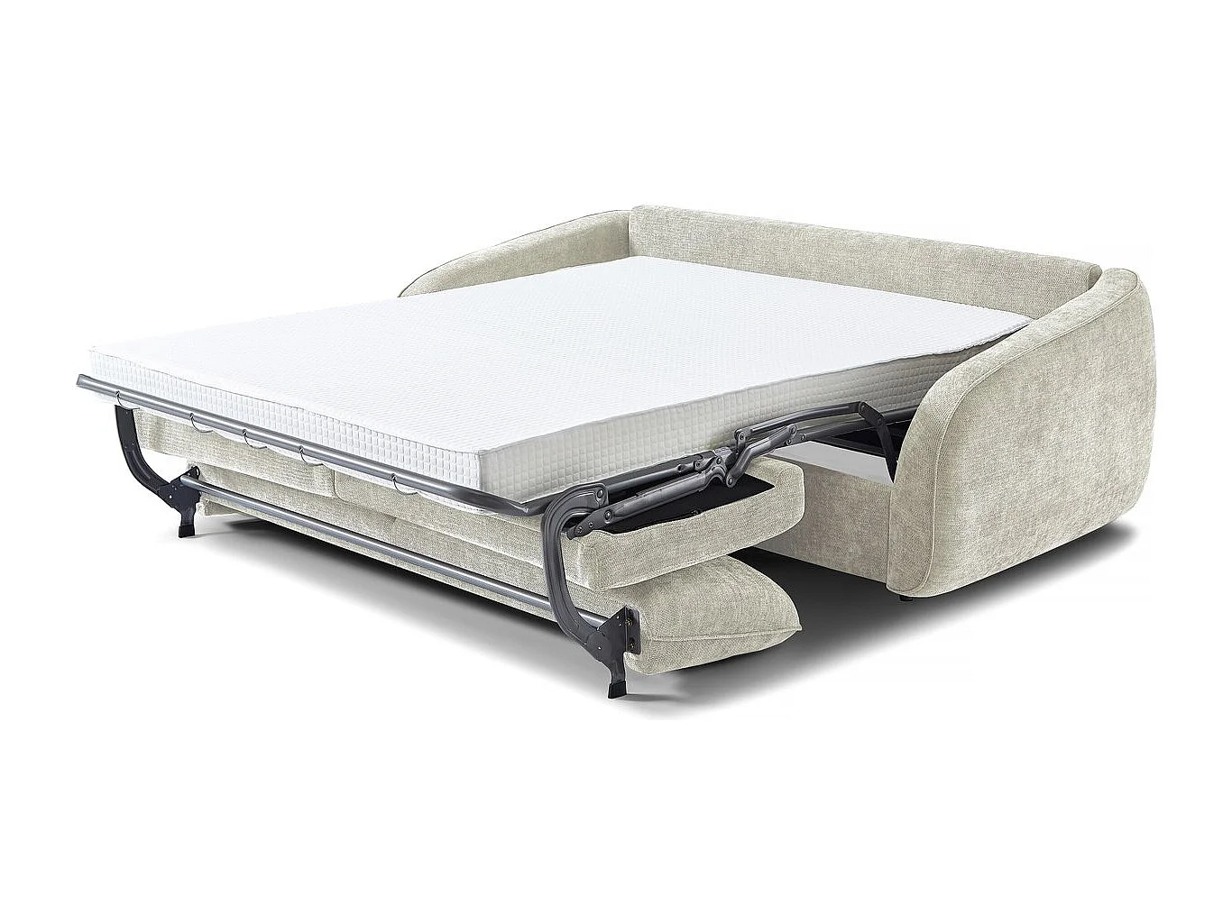 Divano trasformabile express "Laurie" in tessuto testurizzato - letto 140 cm - 3 posti - Beige