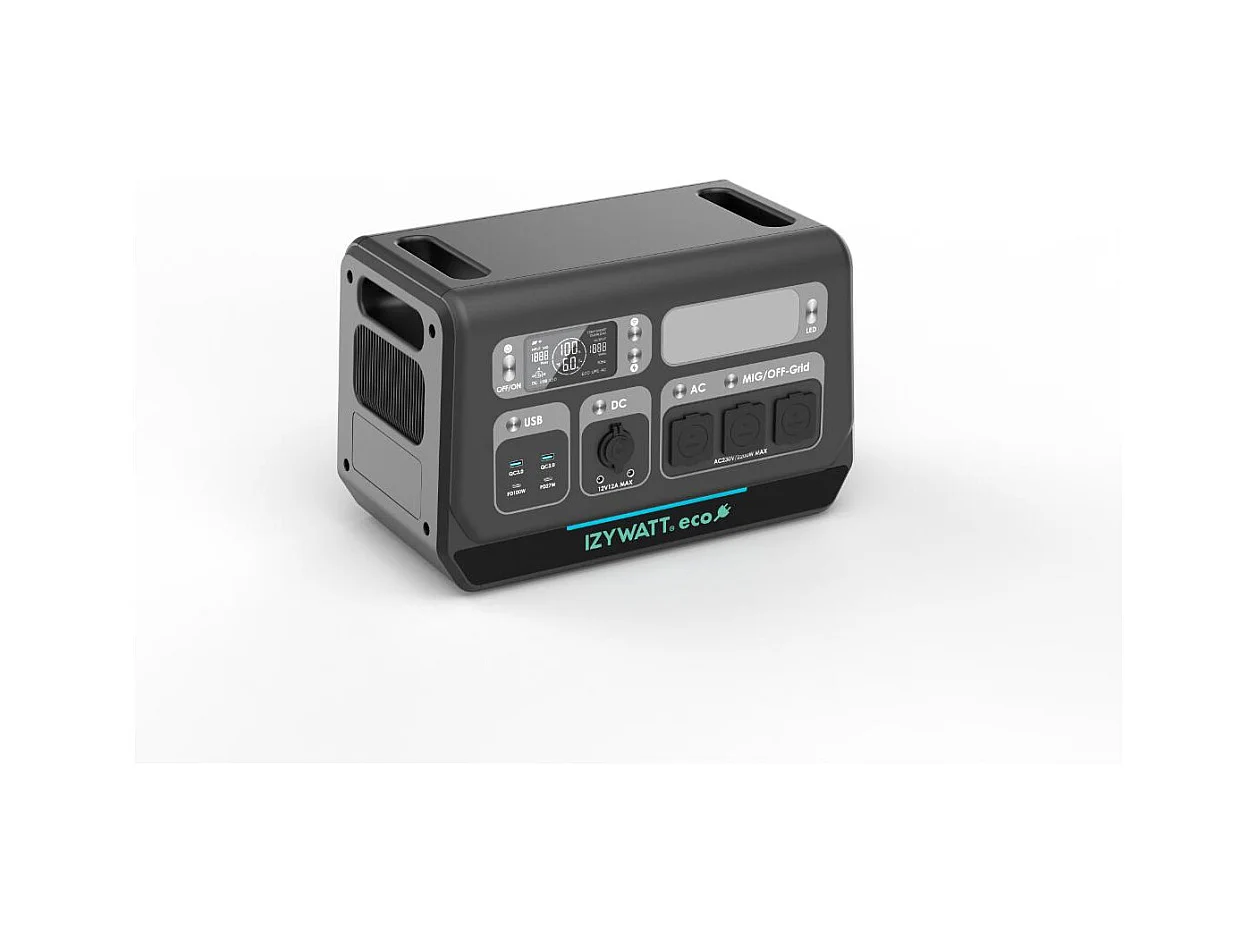 Station électrique portable IZYWATT.eco 2048Wh / 2200W + fonction injection réseau réglable 0-800W