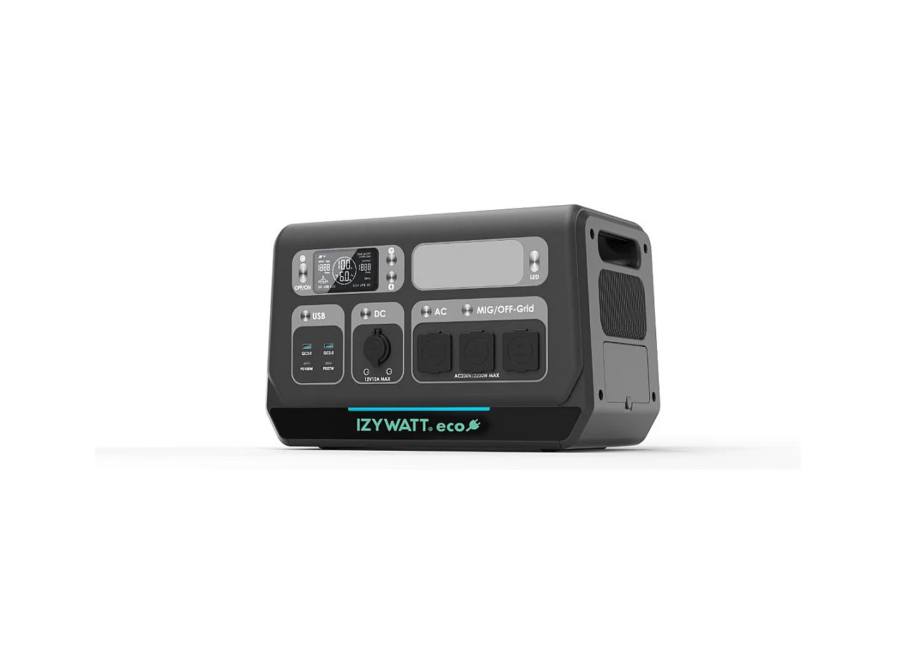 Station électrique portable IZYWATT.eco 2048Wh / 2200W + fonction injection réseau réglable 0-800W