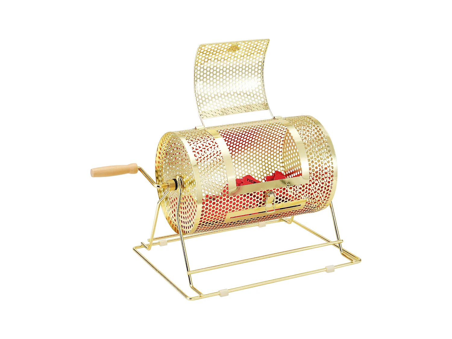 Tambour de Tombola, SucceBuy Tambour de Tombola en Laiton Plaqué, Peut Contenir 2,500 Billets/100 Boules de Bingo